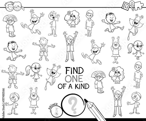 one of a kind game with children coloring book