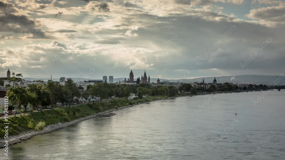 Beautiful clouds are moving at the rhine river in Mainz (timelapse) Beautiful clouds are moving at the rhine river in Mainz (timelapse)