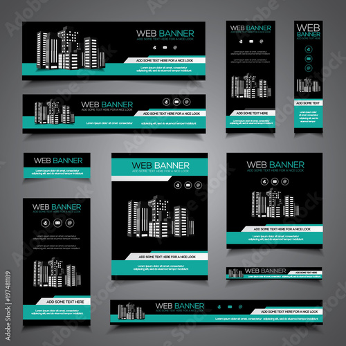 Vector banner, header or print ready flyer and card template set in many sizes photo