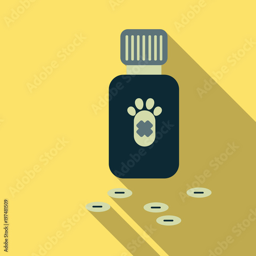 Pet drugs, vitamins. Outline vector illustration isolated on background for advertising banners, flyers, posters and other items.