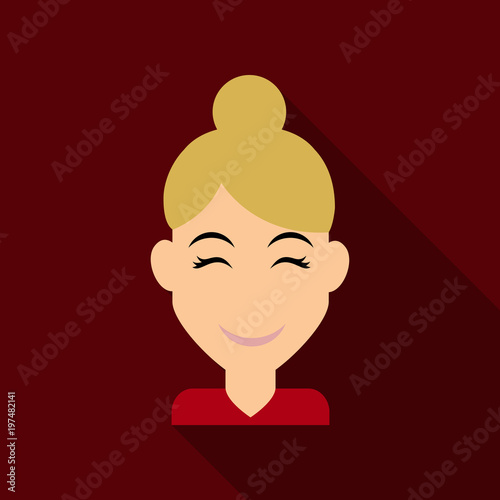 Face of a young beautiful woman with long hair. Women hairstyle icon. Logo women face with fashionable hairstyle. Vector Illustration