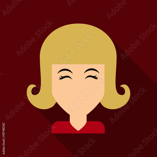 Face of a young beautiful woman with long hair. Women hairstyle icon. Logo women face with fashionable hairstyle. Vector Illustration