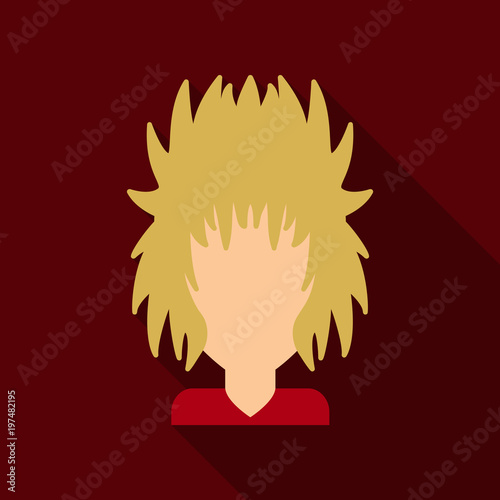 Face of a young beautiful woman with long hair. Women hairstyle icon. Logo women face with fashionable hairstyle. Vector Illustration