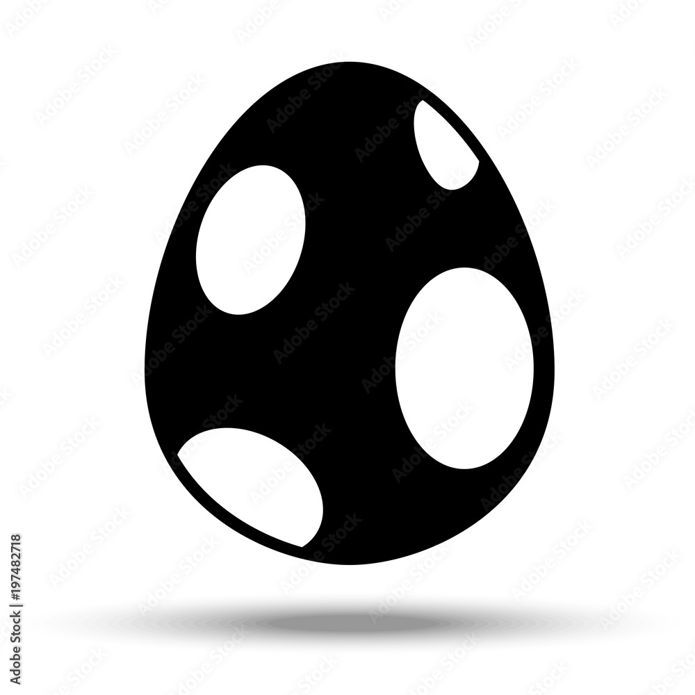 Fototapeta premium Easter egg in black and white. Silhouette on an isolated background
