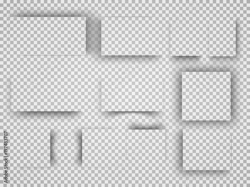 Vector shadows isolated. Page divider with transparent shadows isolated. Set of shadow effects. Transparent shadow realistic illustration