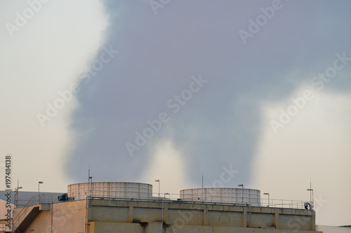 Electricity power plant with morning sky.