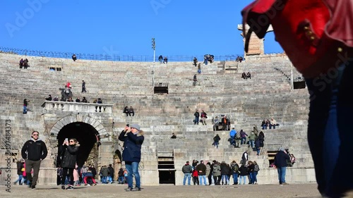 Time Lapse: The interior of the ancient Roman amphitheater in Verona called 
