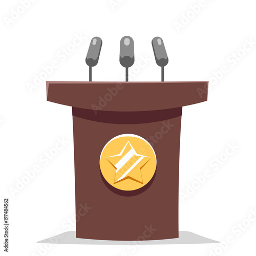 Hustings tribune rostrum politician performance cartoon design vector illustration