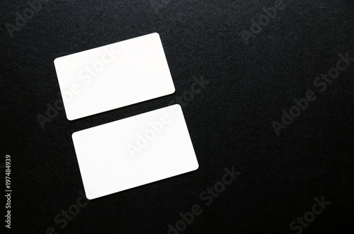 Blank white card template for mock up and presentation design.Flat lay © kathayut