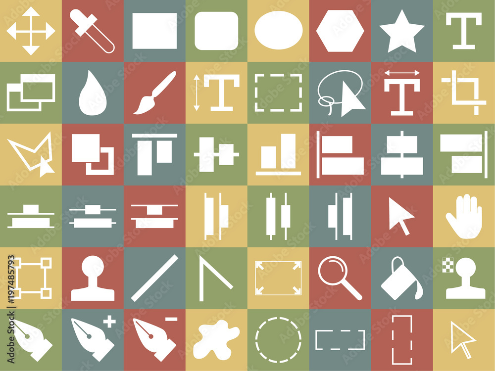 Large and detailed icon set of design tools
