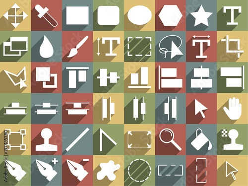 Large and detailed icon set of design tools