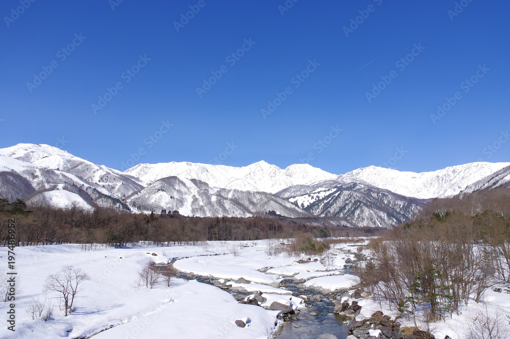 白馬大橋から眺めた北アルプス