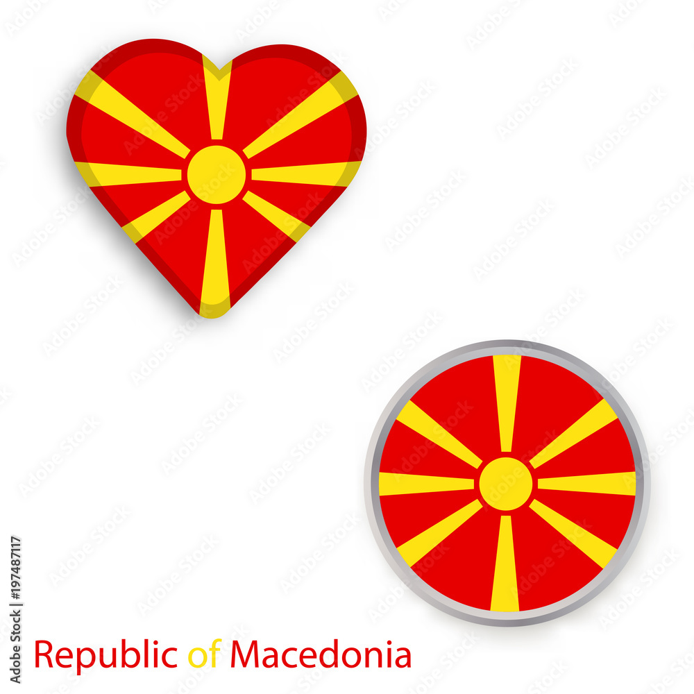 Heart and circle symbols with flag of Republic of Macedonia. Heart and circle symbols with flag of Republic of Macedonia.