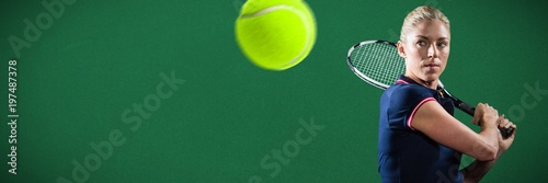 Composite image of tennis player playing tennis with a racket © vectorfusionart