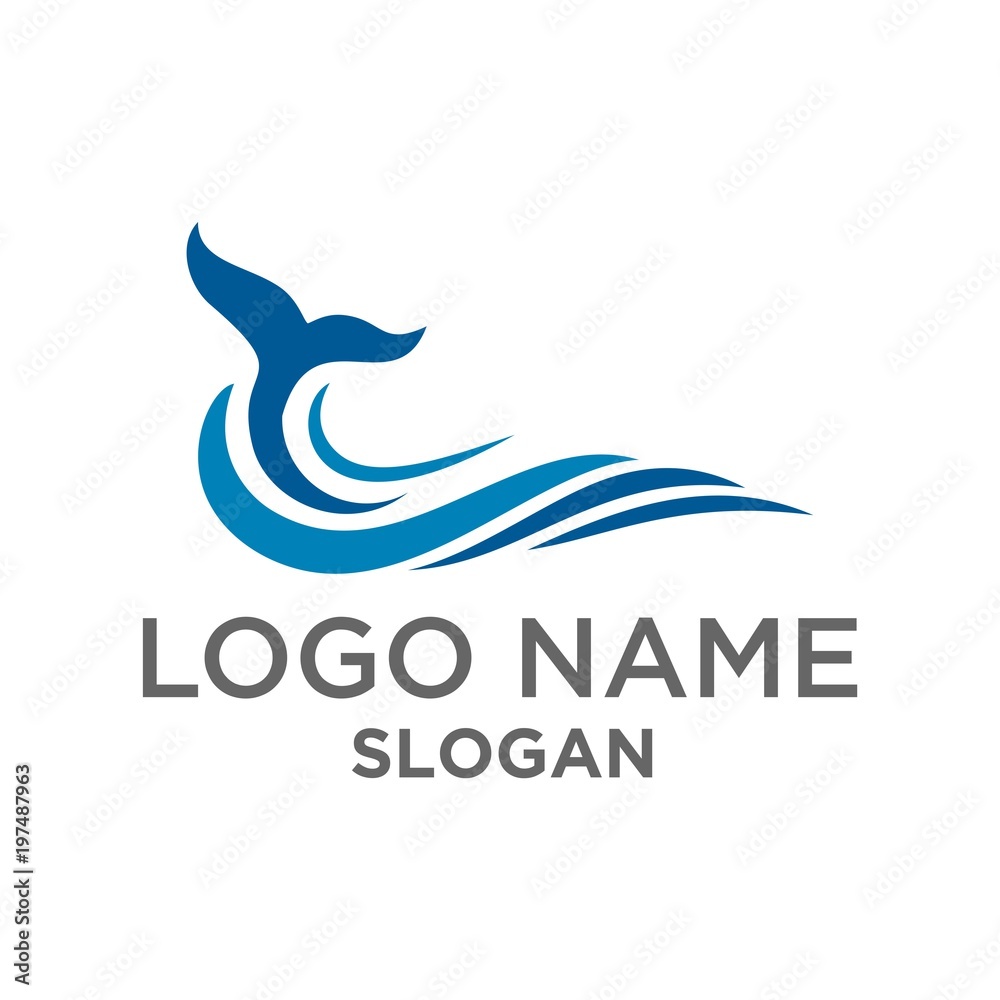 whale wave logo vector whale wave logo vector