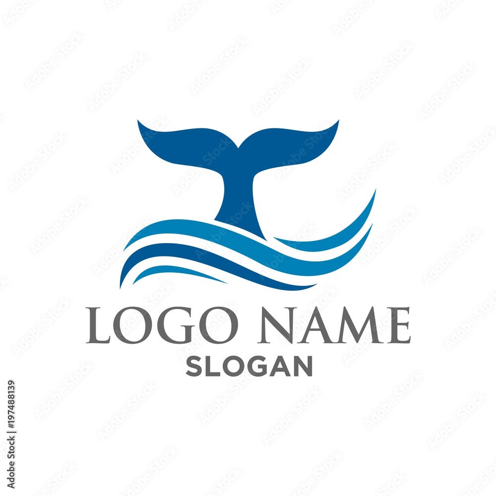 whale wave logo vector whale wave logo vector