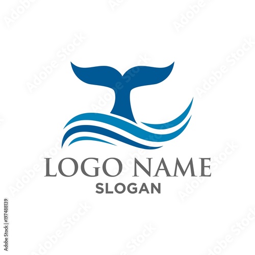 whale wave logo vector