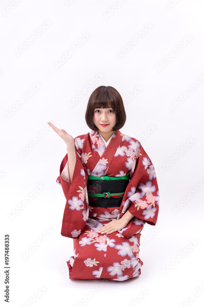 着物 大和撫子 白背景 正座 紹介 着物 大和撫子 白背景 正座 紹介