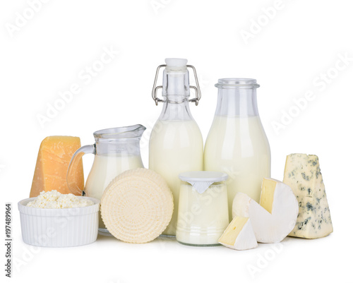 Dairy products set isolated on white background