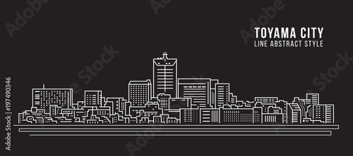 Cityscape Building Line art Vector Illustration design - Toyama city