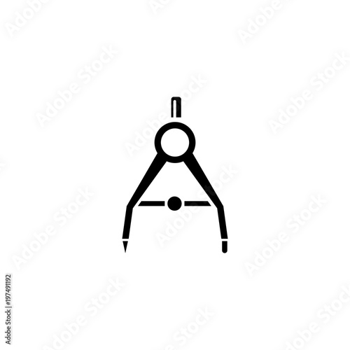 Engineering Drawing Tool. Compass. Flat Vector Icon. Simple black symbol on white background