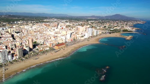 Drone en Vinaroz / Vinaros. Localidad costera de Castellon en la Comunidad Valenciana (España) junto al mar mediterraneo. Video aereo con Dron photo