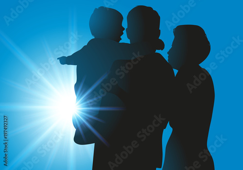famille - parent - enfant - silhouette - bonheur - amour - ensemble - heureux - symbole 