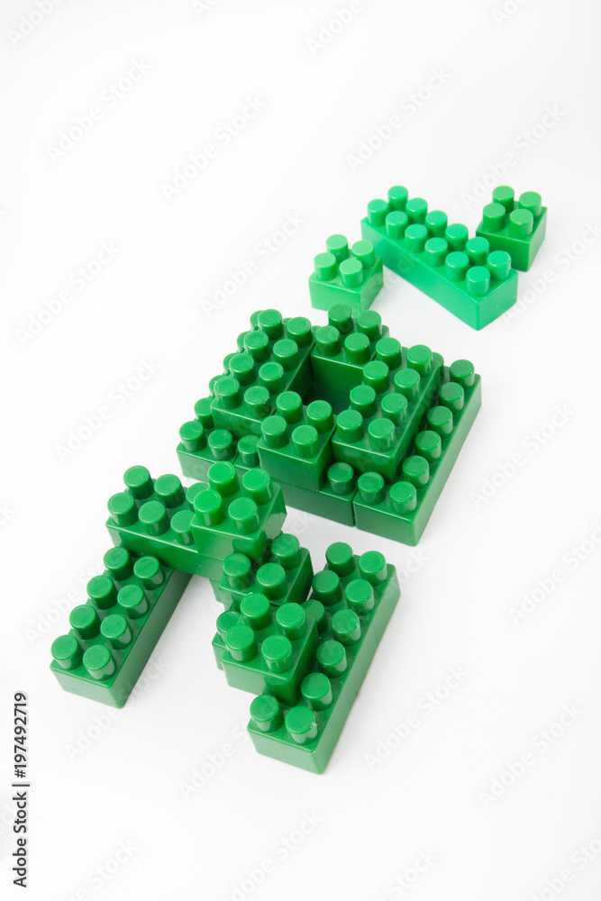 Numbers from colored cubes on a white background, discounts