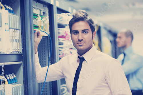 it engineers in network server room