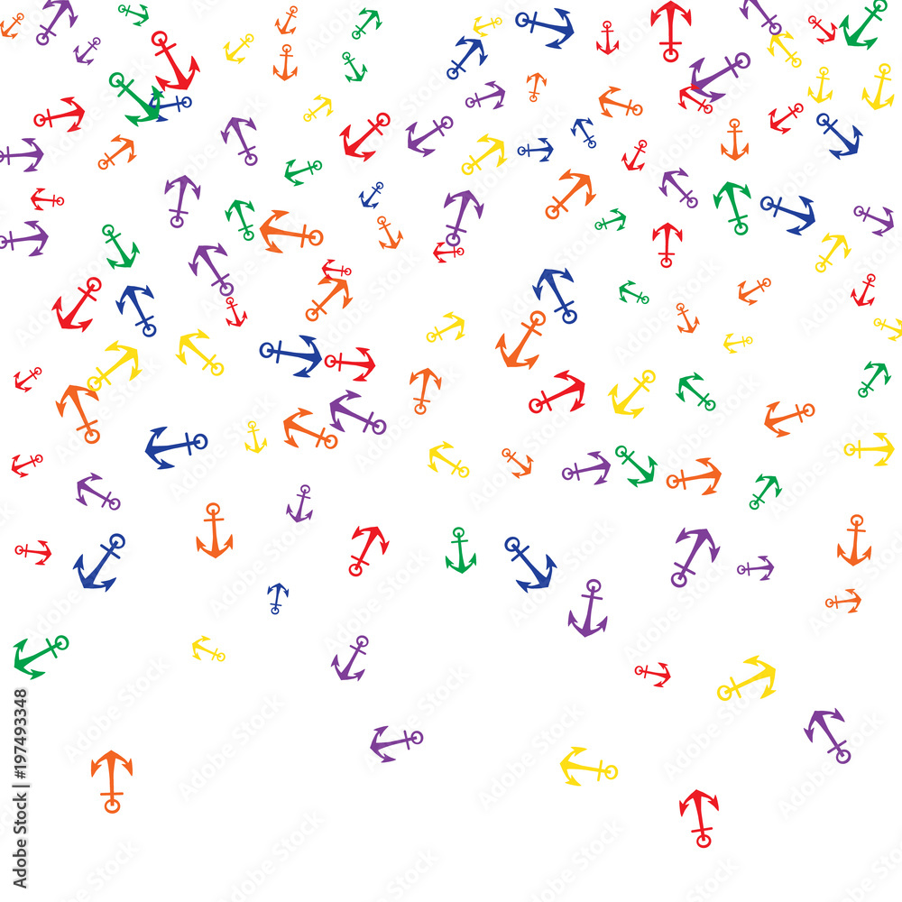Pretty summer background with anchors. Anchor In Cartoon Free Style. Pattern Art Illustration Vector Pretty summer background with anchors. Anchor In Cartoon Free Style. Pattern Art Illustration Vector