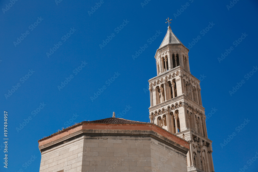 Bell of Diocletian's Palace. Cathedral of Saint Domnius public landmark, Split, Croatia.