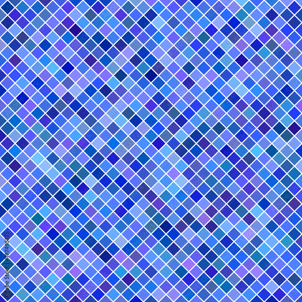 Fototapeta premium Blue square pattern background - geometric vector graphic from diagonal squares