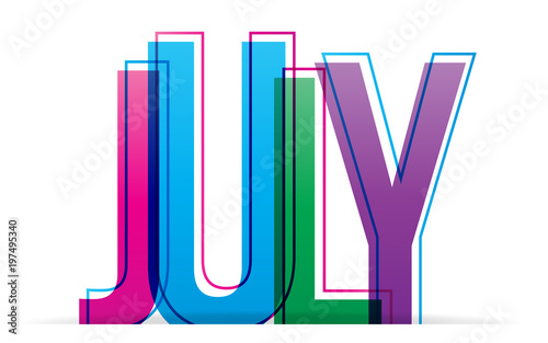 July sign. Vector illustration.