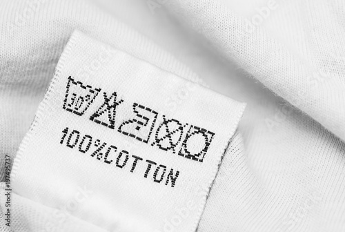 Clothing label with  laundry care instructions