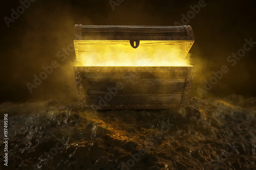 Fototapeta Mysteriöse Kiste mit gelbem Rauch