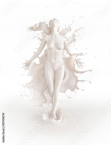 White milk splash in form of woman body shape