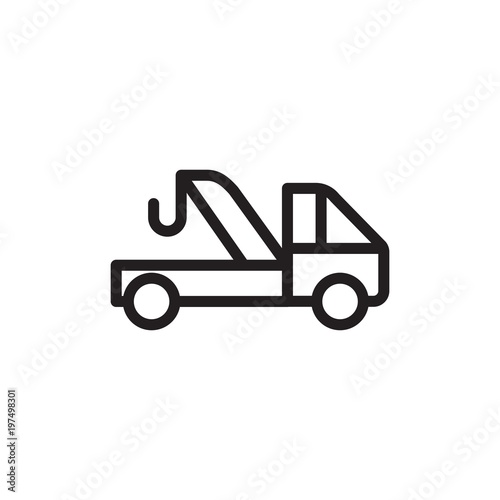 evacuation truck, evacuation service outlined vector icon. Modern simple isolated sign. Pixel perfect vector illustration for logo, website, mobile app and other designs