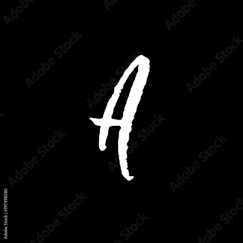 Letter A. Handwritten by dry brush. Rough strokes textured font. Vector illustration. Grunge style elegant alphabet.