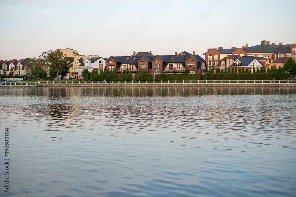 Kaliningrad, Russia -  Upper Lake, private sector homes.