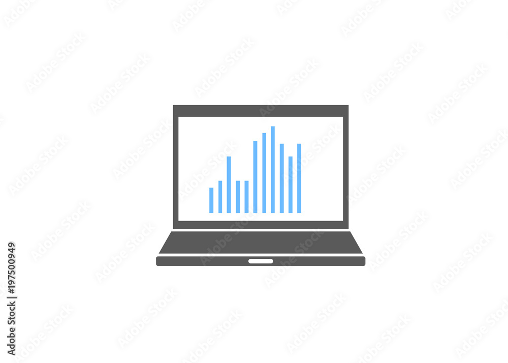 Business statistics report on laptop icon Business statistics report on laptop icon
