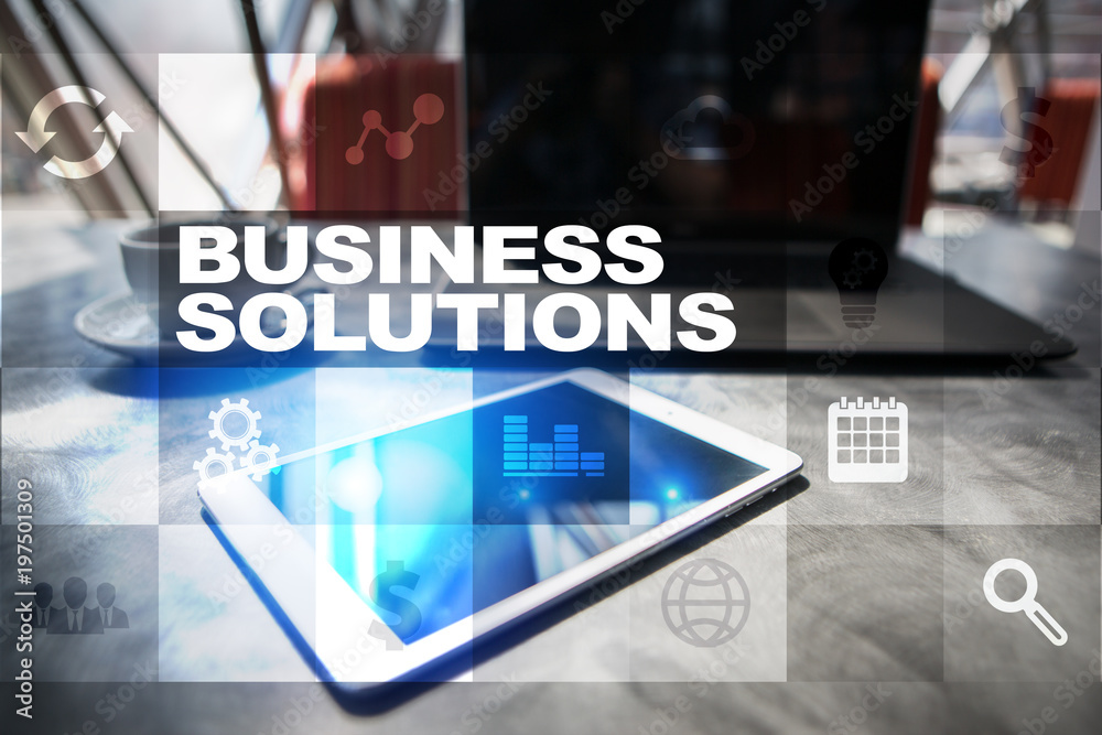 Business solutions on the virtual screen. Business concept. Business solutions on the virtual screen. Business concept.