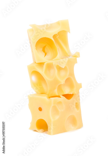 Three cubes of cheese