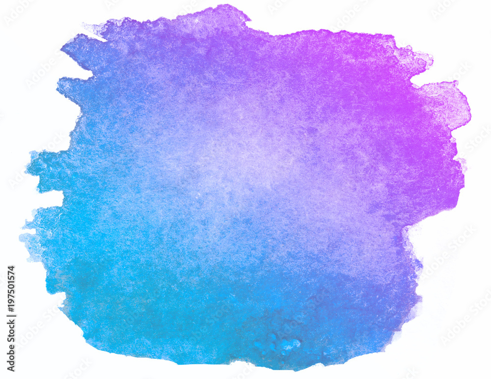 Abstract Purple, and blue watercolor splash stain ink leak blot