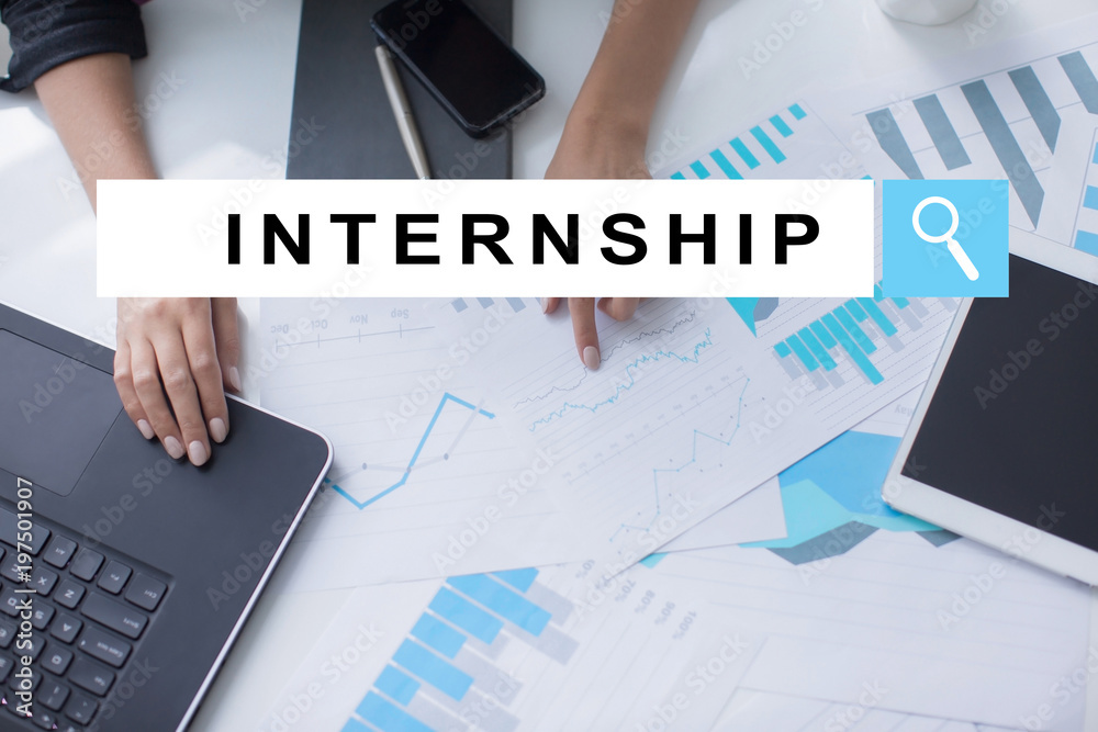 Internship text on virtual screen. Business, education and internet concept. Internship text on virtual screen. Business, education and internet concept.