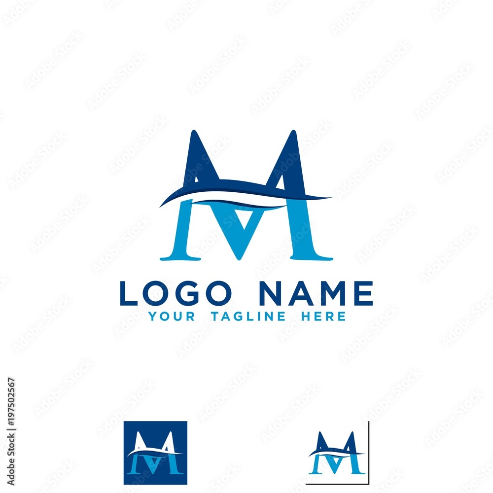 Obraz premium waves beach initials M logo vector