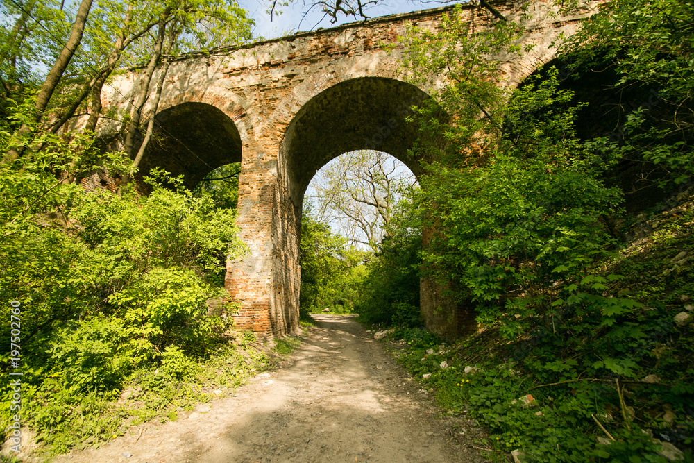 Fototapeta premium Bridge to Klevan castle. Rivne region. Ukraine