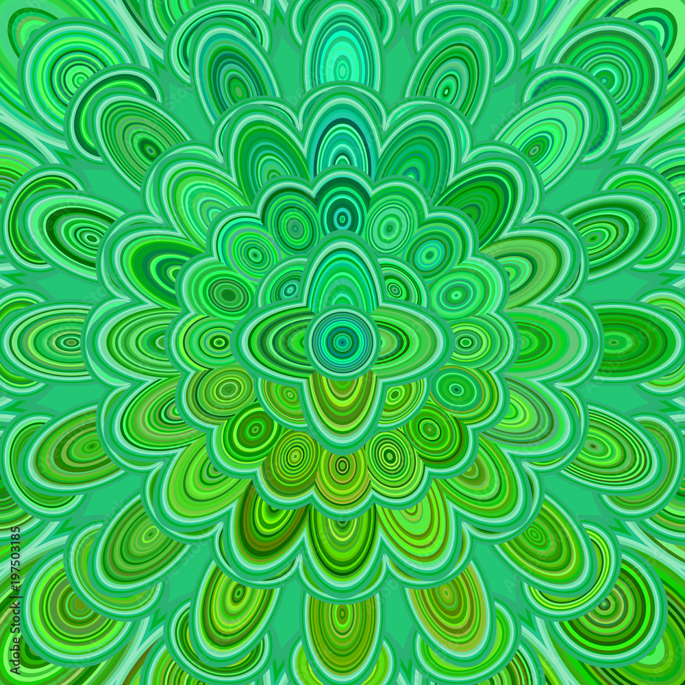 Green abstract digital flower mandala art background - vector circular pattern graphic design