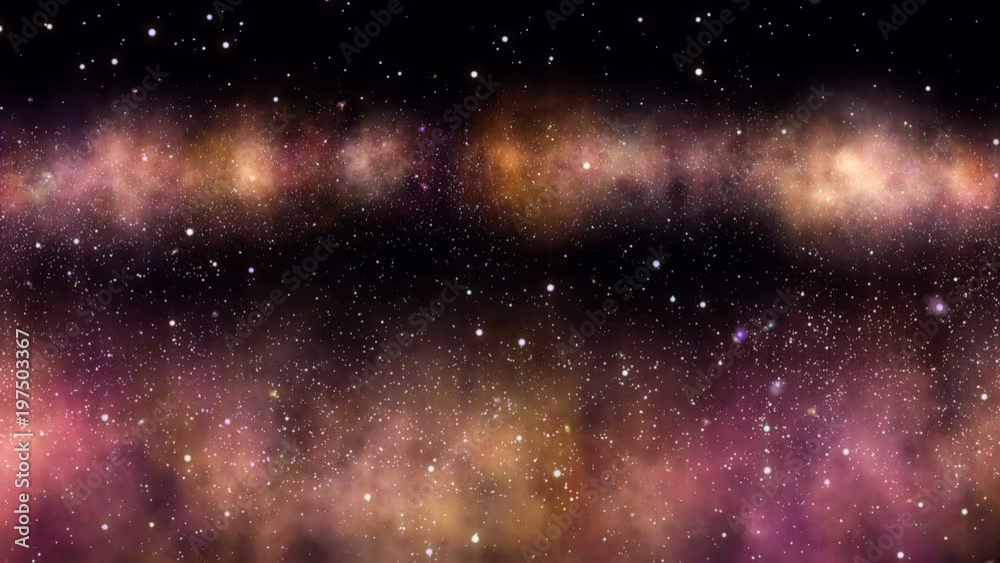 Flying through star fields and nebula in deep space.