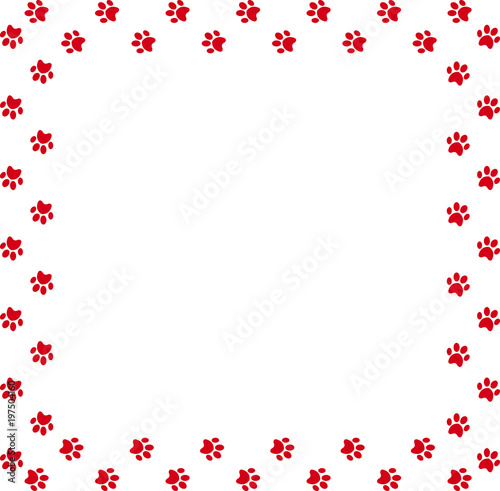 Wallpaper Mural Square frame made of red animal paw prints on white background. Torontodigital.ca