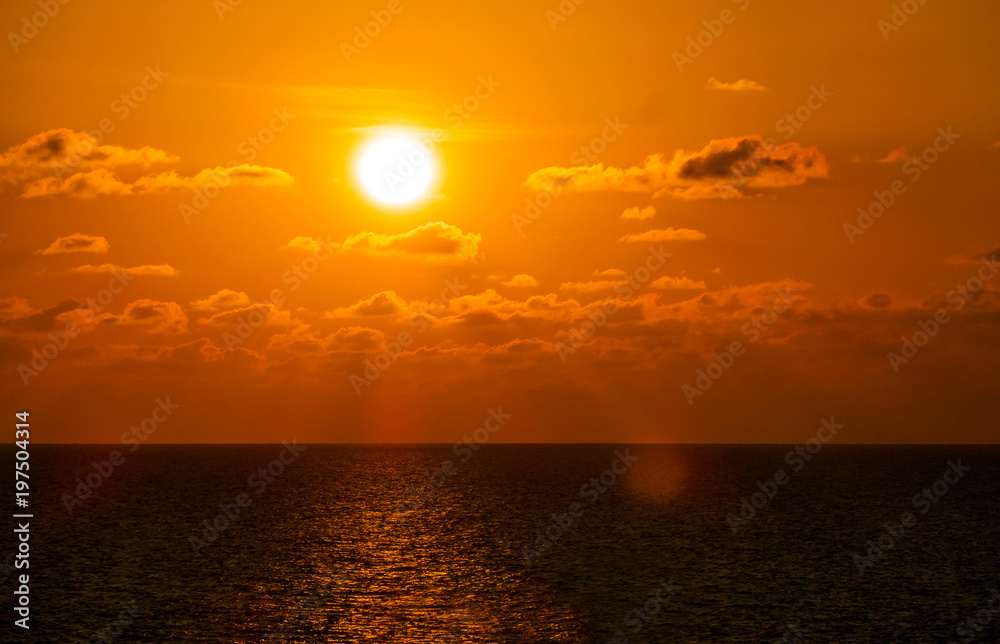 Seascape during sunset or sunrise , low key style. 
